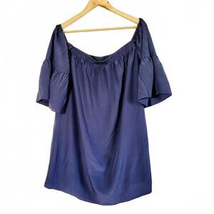 LILLY PULITZER Sanilla Silk Navy Off Shoulder Shift Dress with Elastic Attached